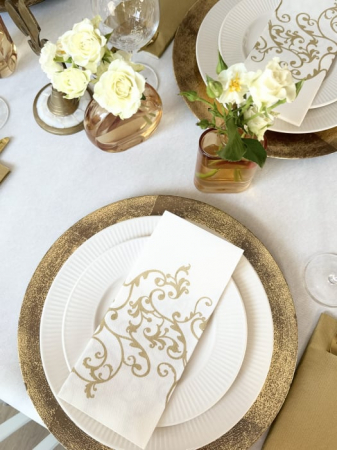 BAX Servetele de masa festive din Airlaid - GOLD (imprimeu auriu) / 48 x 43 cm / 600 buc [3]