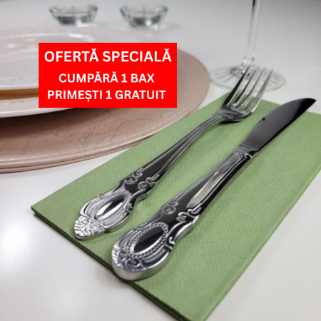 1 + 1 GRATIS - BAX Servetele Linclass ultra calitative, oliv, 40x40 cm, pliate 1/8, 864 buc