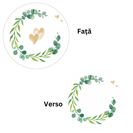 Coastere/suporturi din carton pentru pahare, halbe sau cesti / albe (imprimeu inimi) / diametru 10,7 cm / 100 buc [3]