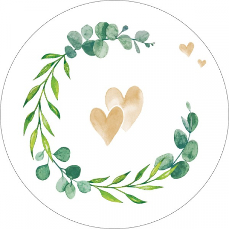 CAPACE, COASTERE & BAVETE - Coastere/suporturi din carton pentru pahare, halbe sau cesti / albe (imprimeu inimi) / diametru 10,7 cm / 100 buc