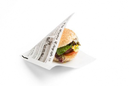 Coltare din hartie impermeabila (cerata) rezistente la grasime, print tip ziar, 2 laturi deschise, 170x170 mm, 300 buc [1]