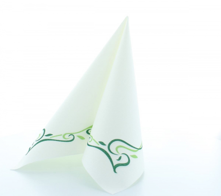 Servetele de masa festive Linclass Colour Line (albe, contur verde) / 40 x 40 cm / 50 buc [3]