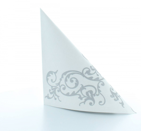 Servetele de masa festive Linclass - Pomp (Argintiu-Alb) / 40 x 40 cm / 50 buc [6]