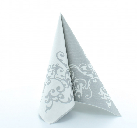 Servetele de masa festive Linclass - Pomp (Argintiu-Alb) / 40 x 40 cm / 50 buc [7]