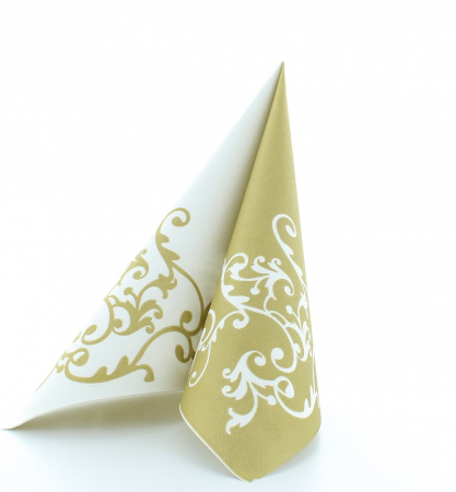 Servetele de masa festive Linclass - Pomp (Auriu-Alb) / 40 x 40 cm / 50 buc [9]