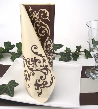 Servetele de masa festive Linclass - Pomp (crem-mocca) / 40 x 40 cm / 50 buc [8]