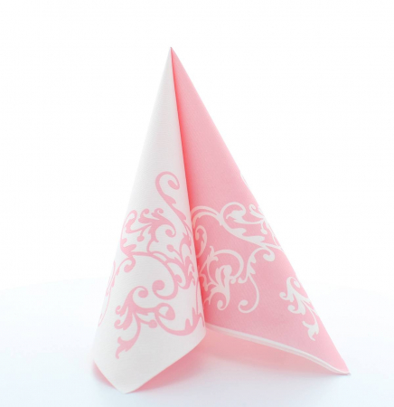 Servetele de masa festive Linclass - Pomp (Roz-Alb) / 40 x 40 cm / 50 buc [5]