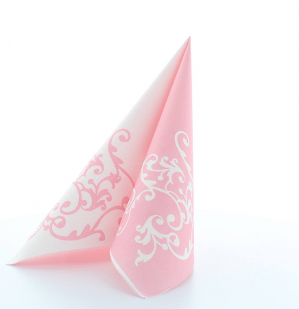Servetele de masa festive Linclass - Pomp (Roz-Alb) / 40 x 40 cm / 50 buc [8]