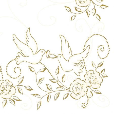 Servetele de masa festive Linclass Wedding - Nunta (Crem-Auriu) / 40 x 40 cm / 50 buc [1]