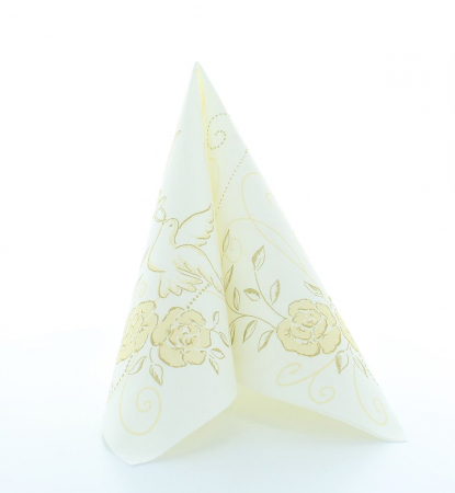 Servetele de masa festive Linclass Wedding - Nunta (Crem-Auriu) / 40 x 40 cm / 50 buc [3]