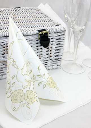 Servetele de masa FESTIVE - Servetele de masa festive Linclass Wedding - Nunta (Crem-Auriu) / 40 x 40 cm / 50 buc