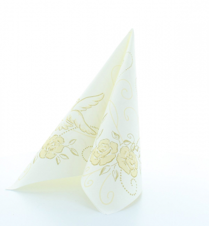 Servetele de masa festive Linclass Wedding - Nunta (Crem-Auriu) / 40 x 40 cm / 50 buc [4]