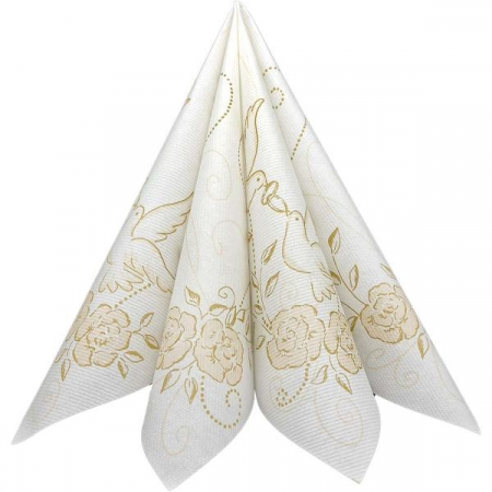 Servetele de masa festive Linclass Wedding - Nunta (Crem-Auriu) / 40 x 40 cm / 50 buc [7]