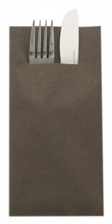 Servetele BUZUNAR tacamuri - Servetele cu BUZUNAR pentru tacamuri Linclass Light - Maron / 40 x 40 cm / 75 buc