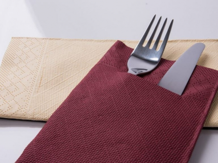 Servetele cu BUZUNAR pentru tacamuri - Tissue Deluxe (Bordo) / 40 x 40 cm / 75 buc [2]