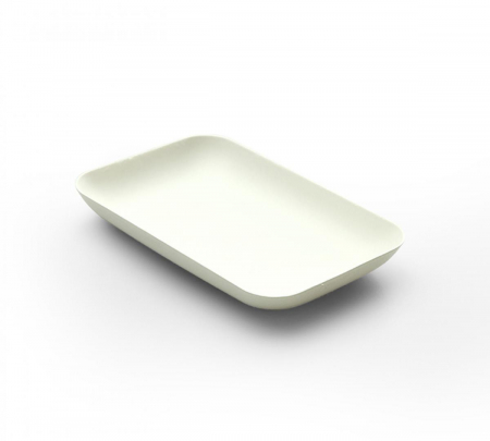 VESELA PREMIUM UNICA FOLOSINTA - Farfurii dreptunghiulare biodegradabile din pulpa de trestie de zahar, 120x80xh15 mm, 40 buc