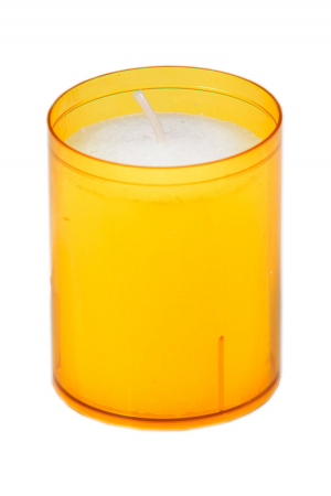 LUMANARI - Lumanare cilindrica in borcan de plastic oranj, Ø 5 cm x h 6,5 cm, 1 buc