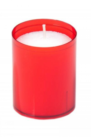 LUMANARI - Lumanare cilindrica in borcan de plastic roșu, Ø 5 cm x h 6,5 cm, 1 buc