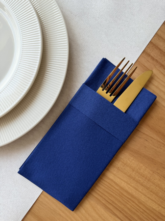 Servetele cu BUZUNAR pentru tacamuri Linclass cu manseta - Albastru roial / 40 x 40 cm / 50 buc [2]