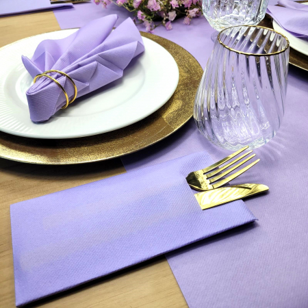 Servetele cu BUZUNAR pentru tacamuri - Linclass Lila / 40 x 40 cm / 100 buc [4]