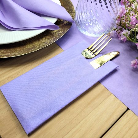Servetele cu BUZUNAR pentru tacamuri - Linclass Lila / 40 x 40 cm / 100 buc [1]