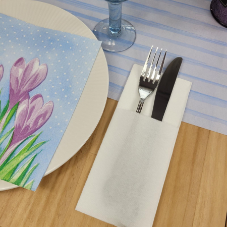 Servetele cu BUZUNAR pentru tacamuri - Softpoint - (Albe) / 33 x 40 cm / 50 buc [1]