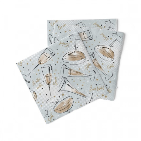 Servetele de masa 3 straturi Tissue - Cheers (gri-auriu), 33 x 33 cm, 100 buc [1]