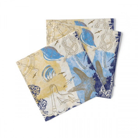 Servetele de masa 3 straturi, Tissue - Del Mar (Imprimeu marin) / 33 x 33 cm / 100 buc [1]