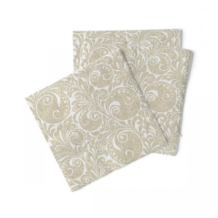 Servetele de masa, 3 straturi, Tissue - Jordan (imprimeu bej) / 40 x 40 cm / 100 buc [1]