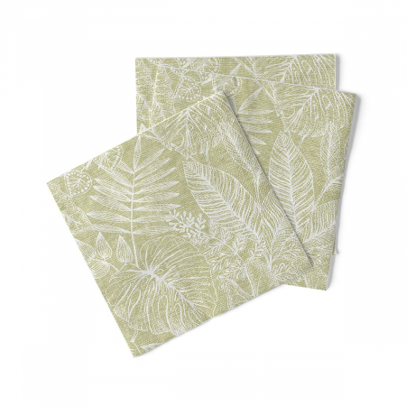 Servetele de masa 3 straturi, Tissue - Kona verde oliv (imprimeu vegetal) / 40 x 40 cm / 100 buc [1]