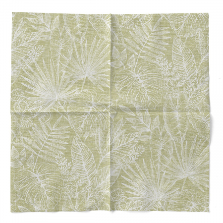 Servetele de masa 3 straturi, Tissue - Kona verde oliv (imprimeu vegetal) / 40 x 40 cm / 100 buc [2]