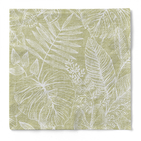 Servetele de masa, 3 straturi, IMPRIMEU - Servetele de masa 3 straturi, Tissue - Kona verde oliv (imprimeu vegetal) / 40 x 40 cm / 100 buc