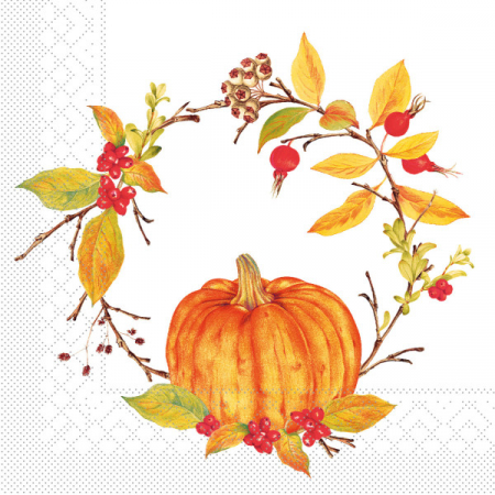 LICHIDARI STOC - Servetele de masa 3 straturi, Tissue Kristina (coronita de toamna, dovleac) / 33 x 33 cm / 100 buc