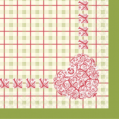 Servetele de masa 3 straturi, Tissue - Meg (carouri si inimioara) / 40 x 40 cm / 100 buc [1]