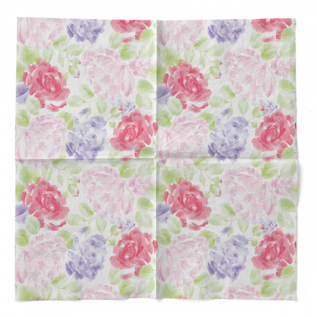 Servetele de masa 3 straturi, Tissue - Valerie (imprimeu floral) / 40 x 40 cm / 100 buc [2]