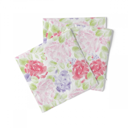 Servetele de masa 3 straturi, Tissue - Valerie (imprimeu floral) / 40 x 40 cm / 100 buc [1]