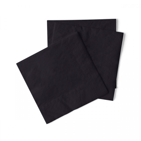 Servetele de masa, 3 straturi, UNI - Servetele cocktail, 3 straturi, Tissue - Black (Negre) / 20 x 20 cm / 300 buc