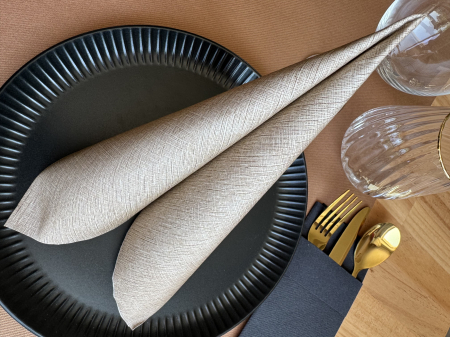 Servetele de masa festive gama Spanlin Bio (100% biodegradabile) - Reed (bej, linii fine maro) / 40 x 40 cm / 30 buc [1]