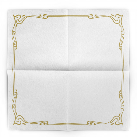 Servetele de masa festive Linclass - Colour Line (albe, contur auriu)  / 40 x 40 cm / 50 buc [7]