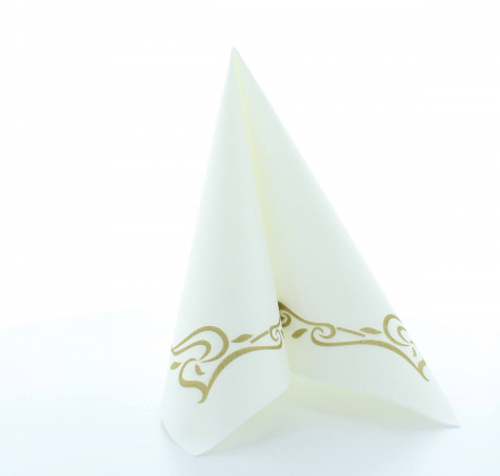 Servetele de masa festive Linclass - Colour Line (albe, contur auriu)  / 40 x 40 cm / 50 buc [1]