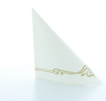 Servetele de masa festive Linclass - Colour Line (albe, contur auriu)  / 40 x 40 cm / 50 buc [2]