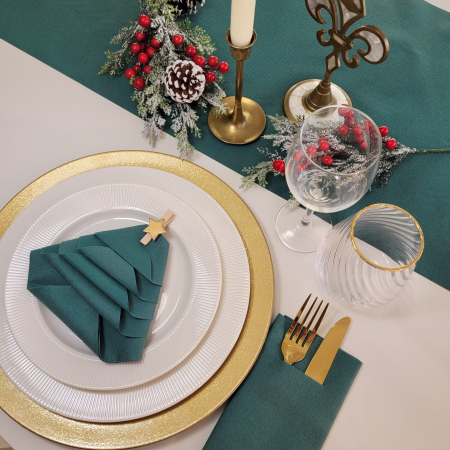 Servetele de masa festive Linclass - Dark Green (verzi) / 40 x 40 cm / 50 buc [6]