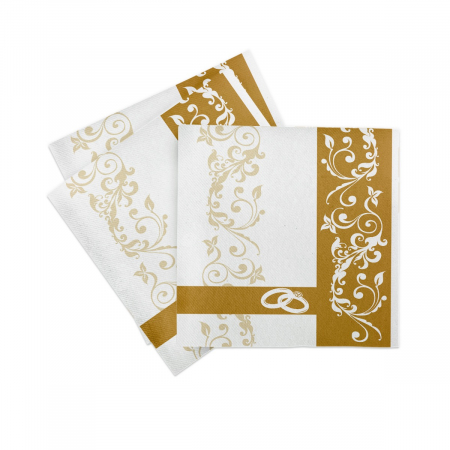 Servetele de masa festive Linclass Hochzeit- Nunta (Auriu) / 40 x 40 cm / 50 buc [1]