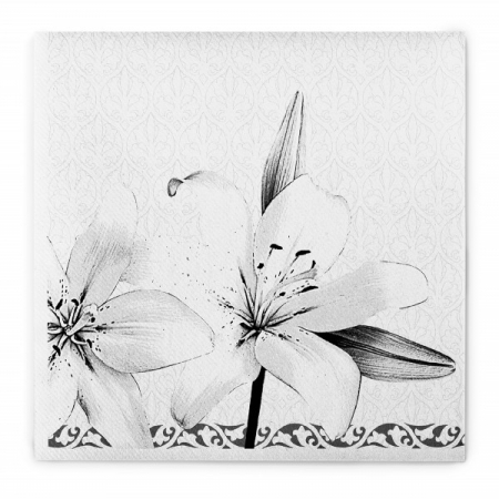 Servetele festive - FLORI - Servetele de masa festive Linclass - Imprimeu floral negru / 33 x 33 cm / 50 buc