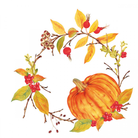 Servetele festive - TOAMNA - Servetele de masa festive Linclass - Kristina (coronita de toamna, dovleac) / 40 x 40 cm / 50 buc