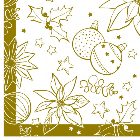 Servetele de masa festive Linclass pentru Craciun/Revelion - Milan (alb-auriu) / 40 x 40 cm / 50 buc [2]