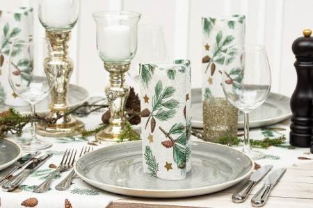 Servetele de masa festive Linclass - Pinea (crengute de brad) / 40 x 40 cm / 50 buc [1]