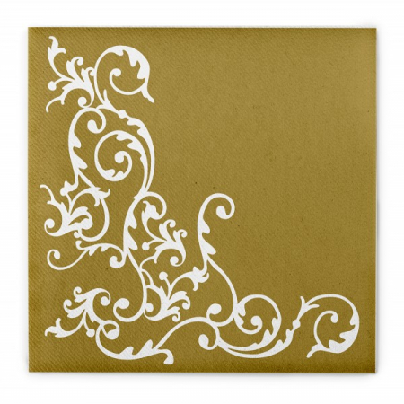Servetele de masa festive Linclass - Pomp (Auriu-Alb) / 40 x 40 cm / 50 buc [3]