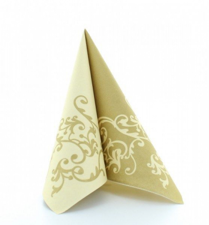Servetele de masa festive Linclass - Pomp (Auriu-Crem) / 40 x 40 cm / 50 buc [4]