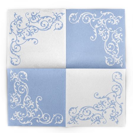 Servetele de masa festive Linclass - Pomp (Baby Blue-Alb) / 40 x 40 cm / 50 buc [1]